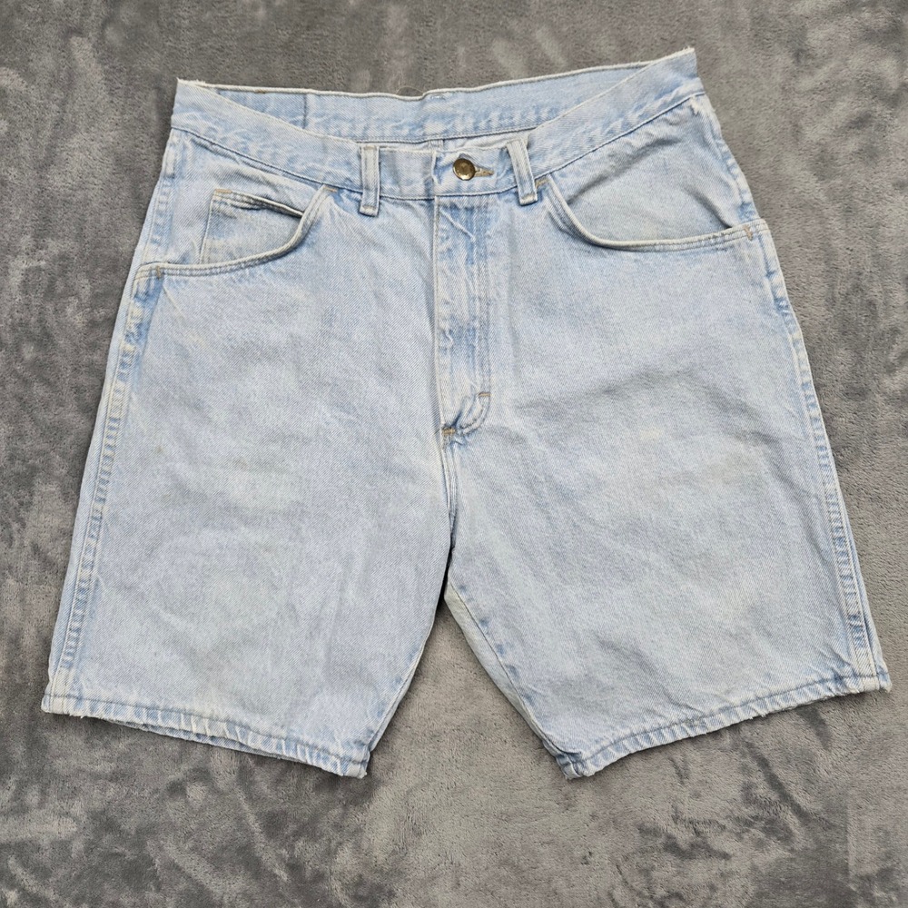 Vintage Wrangler Mens Size W32 Light Wash Denim Jean Shorts Relaxed Fit Workwear